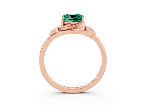 Rose gold Cushion Cut Green Sapphire Solitaire Ring with Twist Band and Four-Prong Setting_27