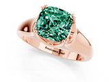 Rose gold Cushion Cut Green Sapphire Solitaire Ring with Wide Band and Prong Setting_1