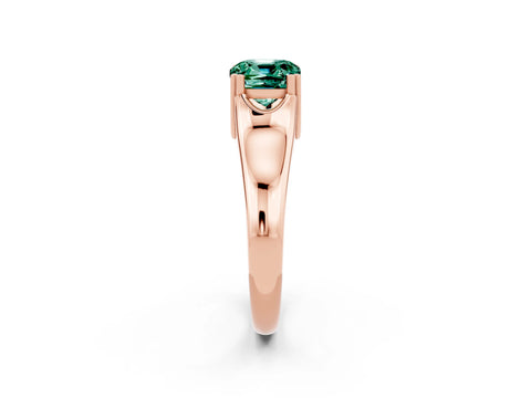 Rose gold Cushion Cut Green Sapphire Solitaire Ring with Wide Band and Prong Setting_2