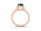 Rose gold Cushion Cut Green Sapphire Solitaire Ring with Wide Band and Prong Setting_3