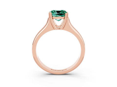 Rose gold Cushion Cut Green Sapphire Solitaire Ring with Wide Band and Prong Setting_3