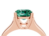 Rose gold Cushion Cut Green Sapphire Solitaire Ring with Wide Band and Prong Setting_4