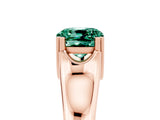 Rose gold Cushion Cut Green Sapphire Solitaire Ring with Wide Band and Prong Setting_5
