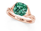 Rose gold Cushion Cut Green Sapphire Solitaire Twist Band Prong Setting Ring_110