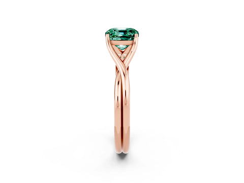 Rose gold Cushion Cut Green Sapphire Solitaire Twist Band Prong Setting Ring_111