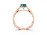 Rose gold Cushion Cut Green Sapphire Solitaire Twist Band Prong Setting Ring_112