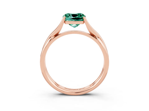 Rose gold Cushion Cut Green Sapphire Solitaire Twist Band Prong Setting Ring_112