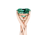 Rose gold Cushion Cut Green Sapphire Solitaire Twist Band Prong Setting Ring_114