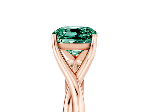 Rose gold Cushion Cut Green Sapphire Solitaire Twist Band Prong Setting Ring_114