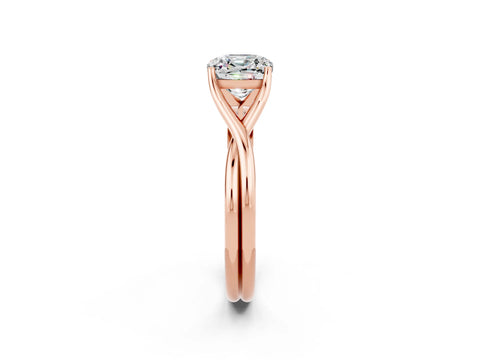 Rose gold Cushion Cut Green Sapphire   Solitaire Twist Band Prong Setting Ring_14