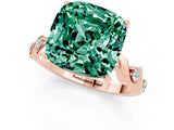 Rose gold Cushion Cut Green Sapphire Solitaire Twisted Band with Round  Accents and Prong Setting_13