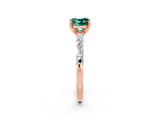 Rose gold Cushion Cut Green Sapphire Solitaire with Side Baguettes and Channel Set Band_2