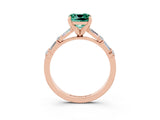 Rose gold Cushion Cut Green Sapphire Solitaire with Side Baguettes and Channel Set Band_3
