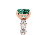 Rose gold Cushion Cut Green Sapphire Solitaire with Side Stones, Pave Band, Four-Prong Setting_41