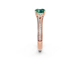 Rose gold Cushion Cut Green Sapphire Split Shank Engagement Ring with Pavé Band_2