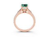 Rose gold Cushion Cut Green Sapphire Split Shank Engagement Ring with Pavé Band_3