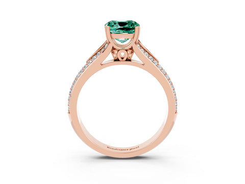 Rose gold Cushion Cut Green Sapphire Split Shank Engagement Ring with Pavé Band_3