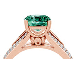 Rose gold Cushion Cut Green Sapphire Split Shank Engagement Ring with Pavé Band_4