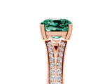 Rose gold Cushion Cut Green Sapphire Split Shank Engagement Ring with Pavé Band_5