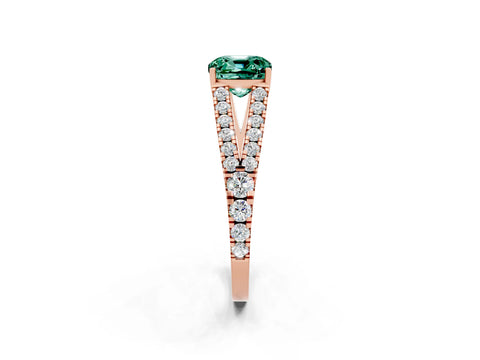 Rose gold Cushion Cut Green Sapphire Split Shank Pavé Engagement Ring with Four-Prong Setting_14