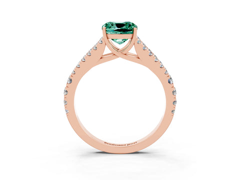 Rose gold Cushion Cut Green Sapphire Split Shank Pavé Engagement Ring with Four-Prong Setting_15