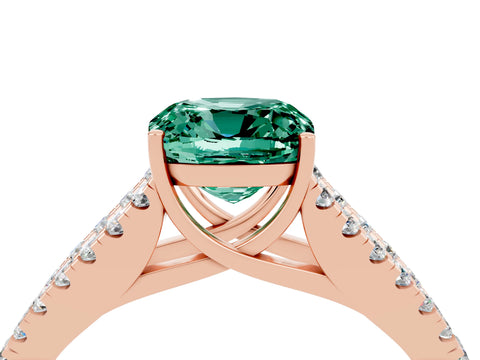 Rose gold Cushion Cut Green Sapphire Split Shank Pavé Engagement Ring with Four-Prong Setting_16