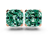Rose gold Cushion Cut Green Sapphire Stud Earrings_36