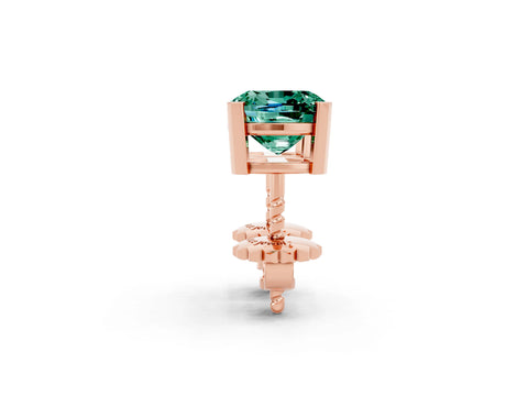 Rose gold Cushion Cut Green Sapphire Stud Earrings_38