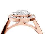 Rose gold Cushion Cut Halo Bezel Diamond Pave Band Ring_13