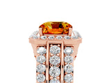 Rose gold Cushion Cut Halo Citrine Ring with Split Shank and Four-Prong Setting_5