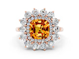 Rose gold Cushion Cut Halo Cluster Diamond Ring with Pave Band and Four-Prong Setting_12