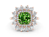 Rose gold Cushion Cut Halo Cluster Diamond Ring with Pave Band and Four-Prong Setting_12