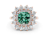 Rose gold Cushion Cut Halo Cluster Diamond Ring with Pave Band and Four-Prong Setting_12