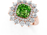 Rose gold Cushion Cut Halo Cluster Diamond Ring with Pave Band and Four-Prong Setting_13