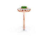 Rose gold Cushion Cut Halo Cluster Diamond Ring with Pave Band and Four-Prong Setting_14