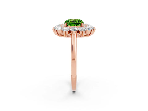 Rose gold Cushion Cut Halo Cluster Diamond Ring with Pave Band and Four-Prong Setting_14