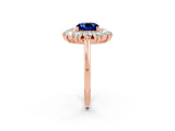 Rose gold Cushion Cut Halo Cluster Diamond Ring with Pave Band and Four-Prong Setting_14
