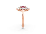 Rose gold Cushion Cut Halo Cluster Diamond Ring with Pave Band and Four-Prong Setting_14