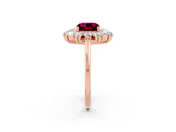 Rose gold Cushion Cut Halo Cluster Diamond Ring with Pave Band and Four-Prong Setting_14
