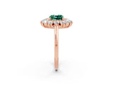 Rose gold Cushion Cut Halo Cluster Diamond Ring with Pave Band and Four-Prong Setting_14