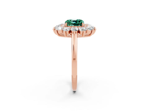 Rose gold Cushion Cut Halo Cluster Diamond Ring with Pave Band and Four-Prong Setting_14