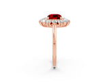 Rose gold Cushion Cut Halo Cluster Diamond Ring with Pave Band and Four-Prong Setting_14