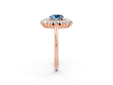 Rose gold Cushion Cut Halo Cluster Diamond Ring with Pave Band and Four-Prong Setting_14