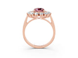 Rose gold Cushion Cut Halo Cluster Diamond Ring with Pave Band and Four-Prong Setting_15