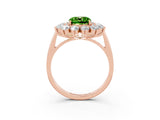 Rose gold Cushion Cut Halo Cluster Diamond Ring with Pave Band and Four-Prong Setting_15