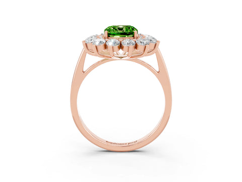 Rose gold Cushion Cut Halo Cluster Diamond Ring with Pave Band and Four-Prong Setting_15