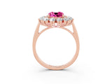 Rose gold Cushion Cut Halo Cluster Diamond Ring with Pave Band and Four-Prong Setting_15