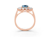 Rose gold Cushion Cut Halo Cluster Diamond Ring with Pave Band and Four-Prong Setting_15