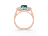 Rose gold Cushion Cut Halo Cluster Diamond Ring with Pave Band and Four-Prong Setting_15