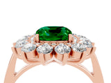 Rose gold Cushion Cut Halo Cluster Diamond Ring with Pave Band and Four-Prong Setting_16